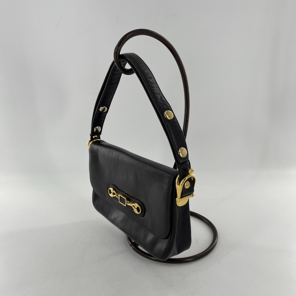 Vintage MCM Susan Gail Leather Shoulder Bag Rare Gold Spur Accents Quiet Luxury - Picture 4 of 16